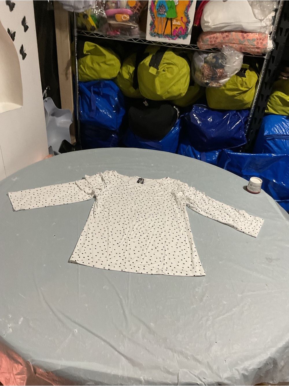 ravel White Long-Sleeve Tee with Black Heart Dots